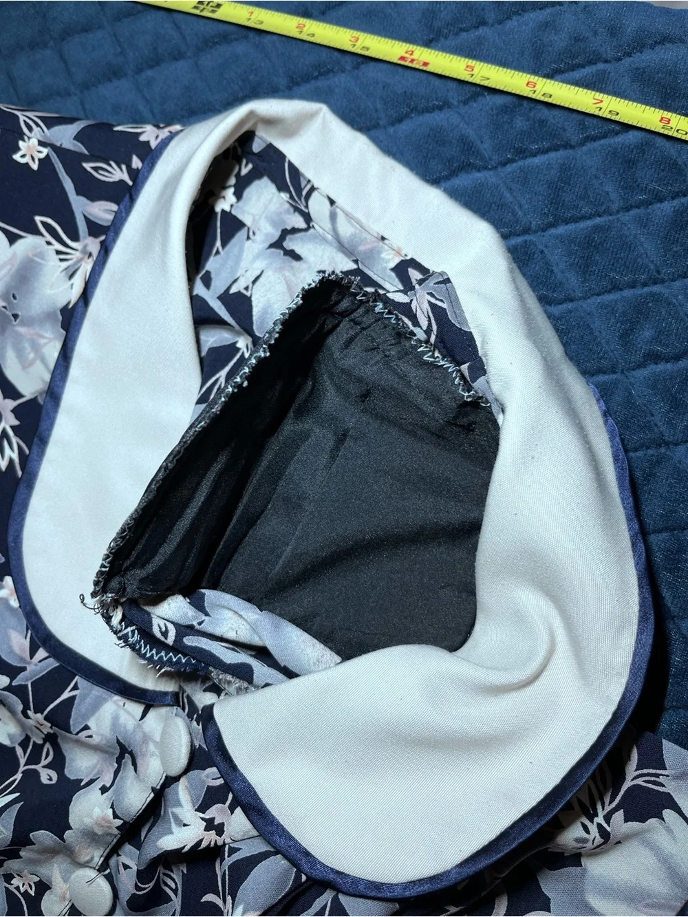 Women's Blue & White Floral Two Piece Set - Button Down Shirt + Loose Fit Pants